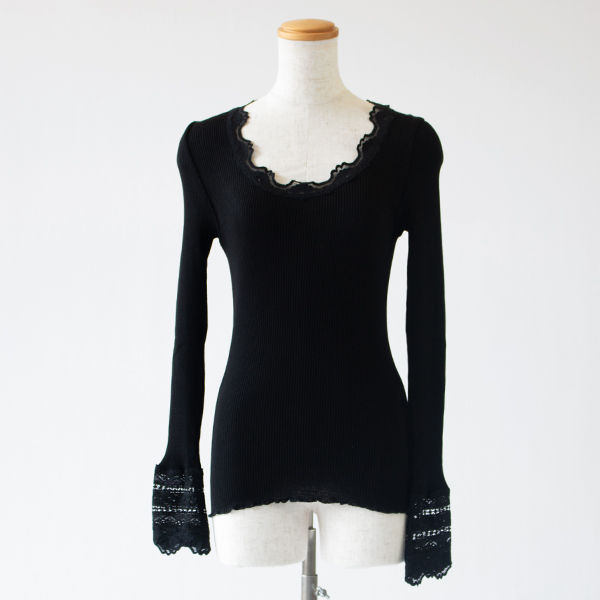 シルクレース ロングスリーブ	BLACK
