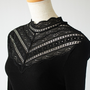 シルクレース ハイネックロングスリーブ／ROSEMUNDE（ロサムンド