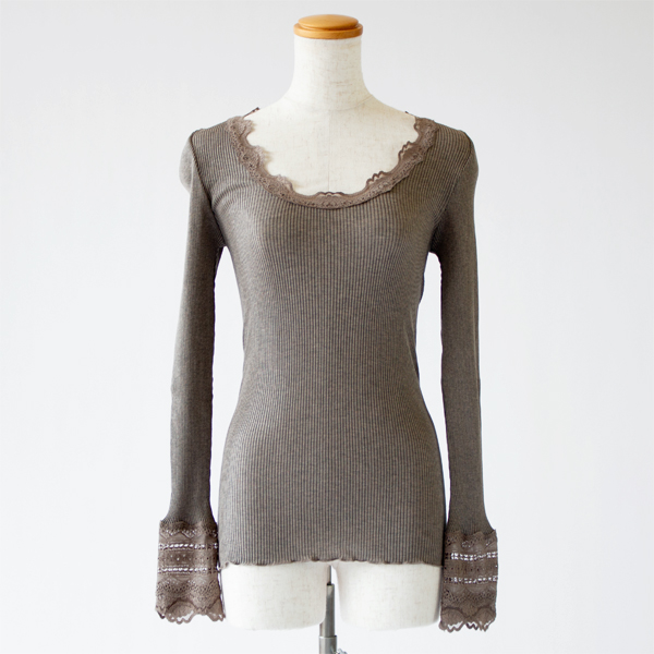 シルクレース ロングスリーブ	BROWN MELANGE