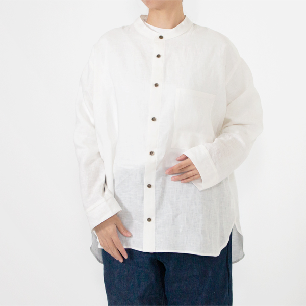 ワークシャツ	LINEN WHITE　身長160cm
