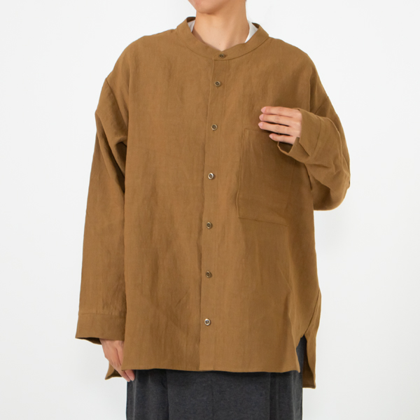 ワークシャツ	LINEN BROWN　身長160cm