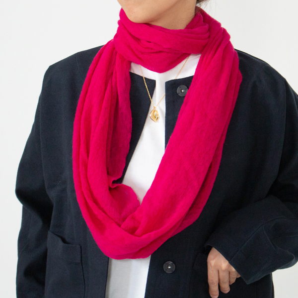 カシミヤ後染スヌード	PINK　身長160cm