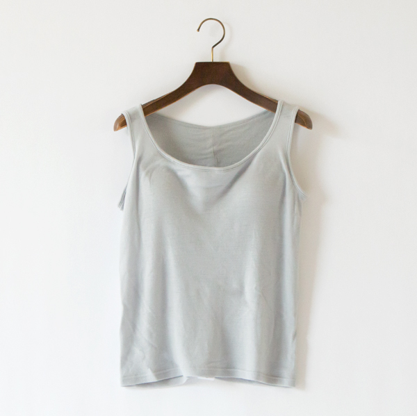 SUPER100’sウールフライス パッド入りタンクトップ(GREY)