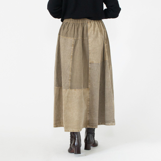 定価4.3万 45R 綿麻デニムのフレアスカート ヒッコリー ウエストゴム HAGIHAGIスカート／FACTORY（ファクトリー）｜愛着を持ってずっと使い