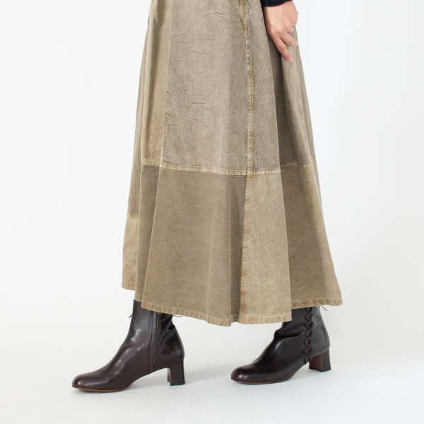 身長160cm(綿麻デニム×綿 ベージュ)