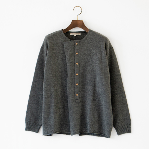 メリノウール 前開きラップカーディガン(MEDIUM GRAY)