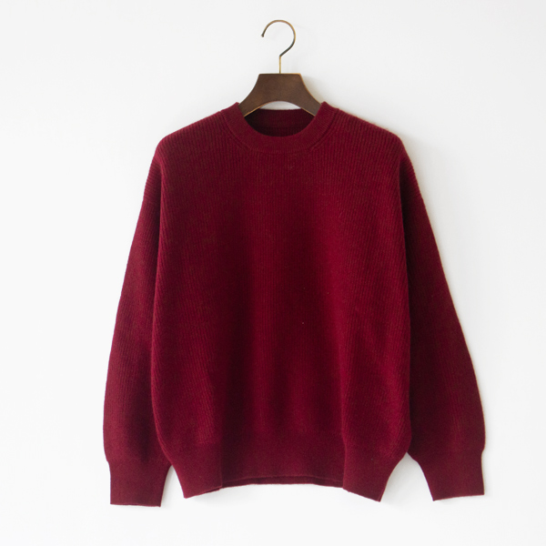 モンゴルカシミヤ クルーネックセーター(BORDEAUX)