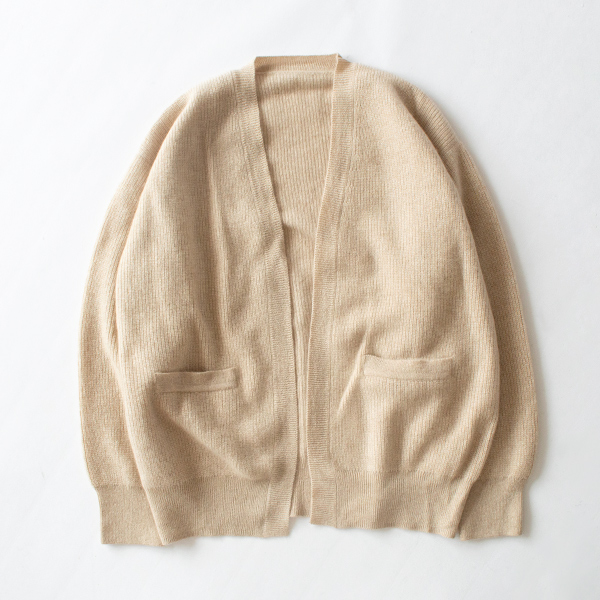 モンゴルカシミヤ ボタンレスカーディガン(NATURAL BEIGE)
