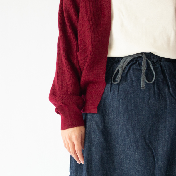 モンゴルカシミヤ ボタンレスカーディガン(BORDEAUX)