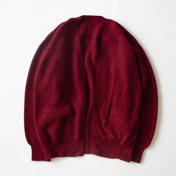 モンゴルカシミヤ ボタンレスカーディガン(BORDEAUX)