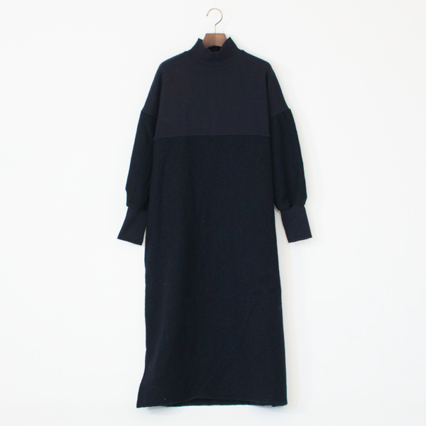 リファインウール ドッキングハイネックワンピース(NAVY)