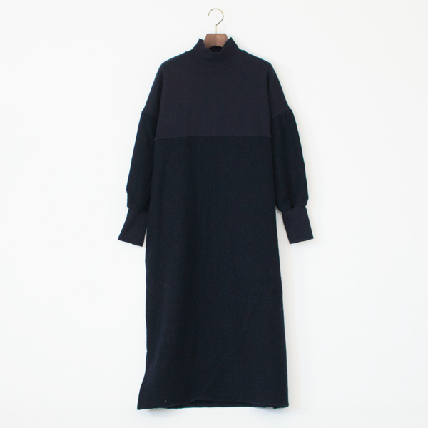 リファインウール ドッキングハイネックワンピース(NAVY)
