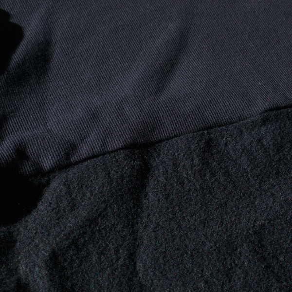 ウールとコットン生地の異素材ドッキングワンピース(NAVY)