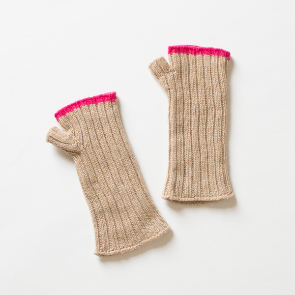 【別注】カシミヤリブリストウォーマー(DK NATURAL PINK)