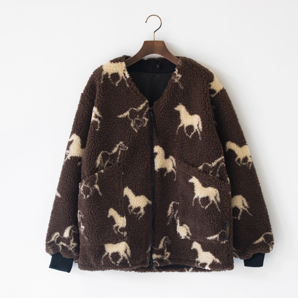 フリースジップカーディガン(Brown Horse)