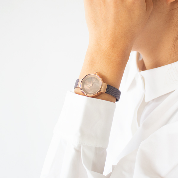 BERING Solar レディース腕時計(BROWN ROSEGOLD)