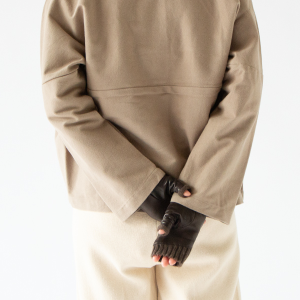 カシミヤニット×レザーフィンガーレスグローブ BROWN カシミヤニット×レザーフィンガーレスグローブ BROWN