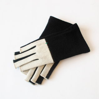 ウールカシミヤ指なし手袋(IVORY/BLACK) ウールカシミヤ指なし手袋(IVORY/BLACK)