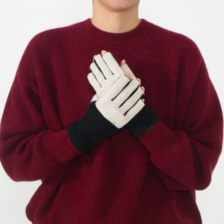ウールカシミヤ指なし手袋(IVORY/BLACK) ウールカシミヤ指なし手袋(IVORY/BLACK)
