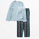 オーガニックコットンメンズパジャマ BLUEGREY STRIPE