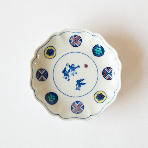 花型皿小	丸紋遊童子