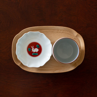 1979 九谷焼 上出長右衛門窯 紙風船 花形皿 3客 1979 九谷焼 上出長右衛門窯 紙風船 花形皿 3客