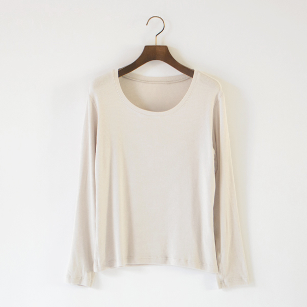 ANGEL WOOLベアテレコ クルーネック長袖Tシャツ(GREY)