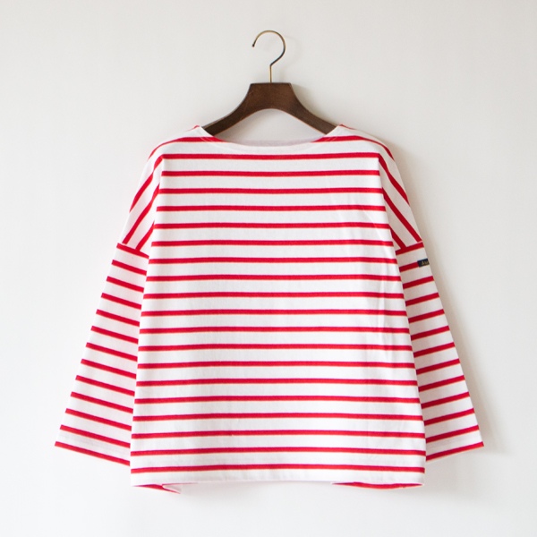 薄手ドロップショルダー 七分袖バスクシャツ(Blanc Rouge) 薄手ドロップショルダー 七分袖バスクシャツ(Blanc Rouge)