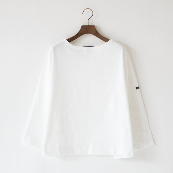 薄手ドロップショルダー 七分袖バスクシャツ(Blanc) 薄手ドロップショルダー 七分袖バスクシャツ(Blanc)