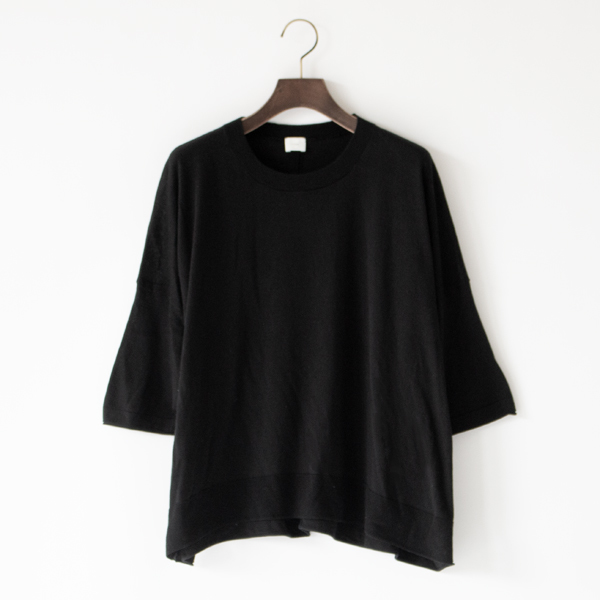 コットンシルク ハーフスリーブプルオーバー(BLACK)