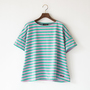 LIGHTWEIGHT STRIPED SHORT SLEEVE WIDE PULLOVER