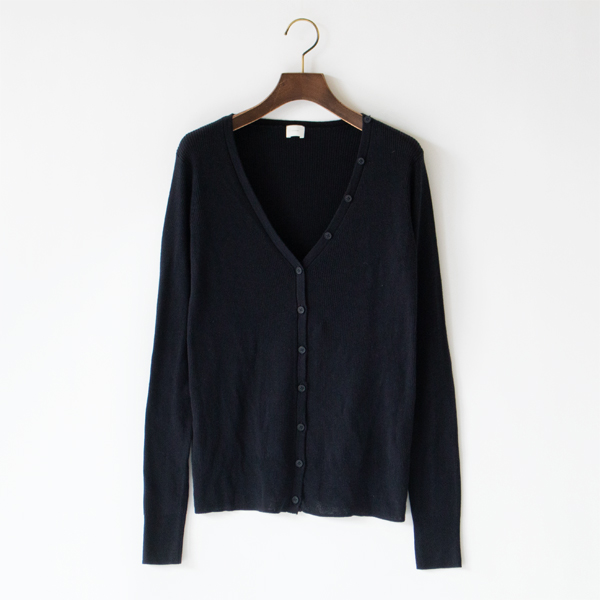 コットンシルク Vネックカーディガン(B.NAVY)