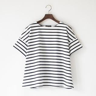LIGHTWEIGHT STRIPED SHORT SLEEVE WIDE PULLOVER