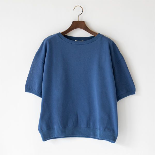 からだをつつむ 洗える綿麻ストレッチTシャツ(BLUE)