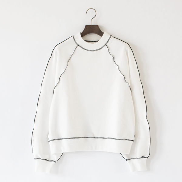 コットン裏毛 配色メロープルオーバー(WHITE)