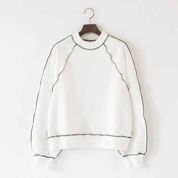 コットン裏毛 配色メロープルオーバー(WHITE)