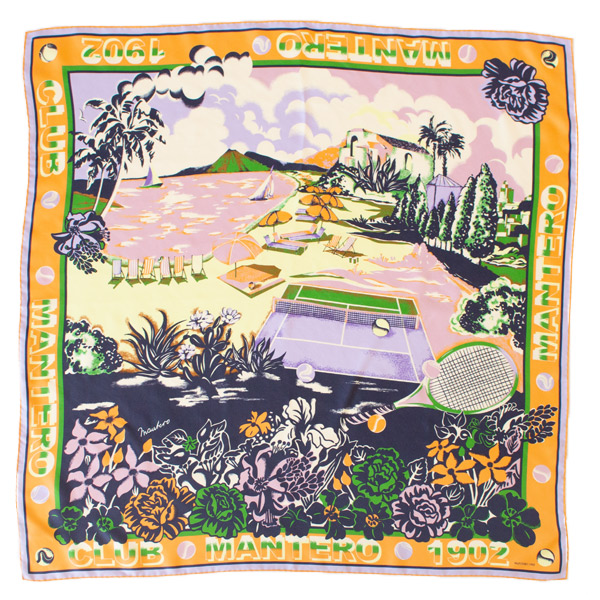 MANTERO シルクツイルスカーフ (90×90)(APRICOT)