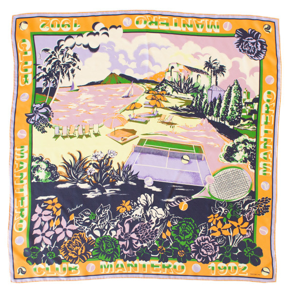 MANTERO シルクツイルスカーフ (90×90)(APRICOT)