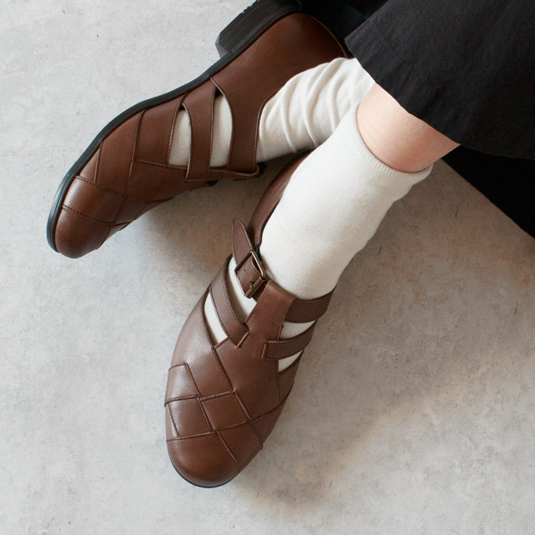 メッシュストラップシューズ TR-029 D.BROWN／chausser（ショセ