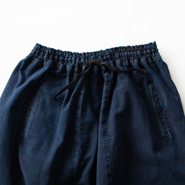 綿インディゴ染 サルエルパンツ(インディゴ)