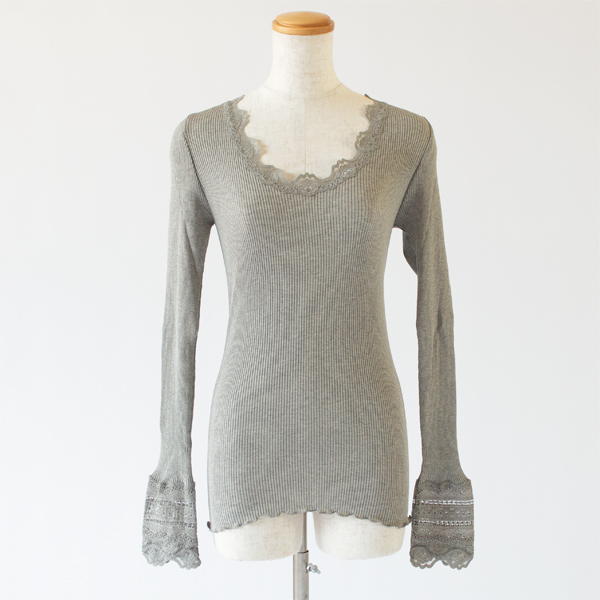 シルクレース ロングスリーブ	LIGHT GREY MELANGE