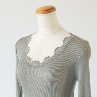 シルクレース ロングスリーブ LIGHT GREY MELANGE シルクレース ロングスリーブ LIGHT GREY MELANGE
