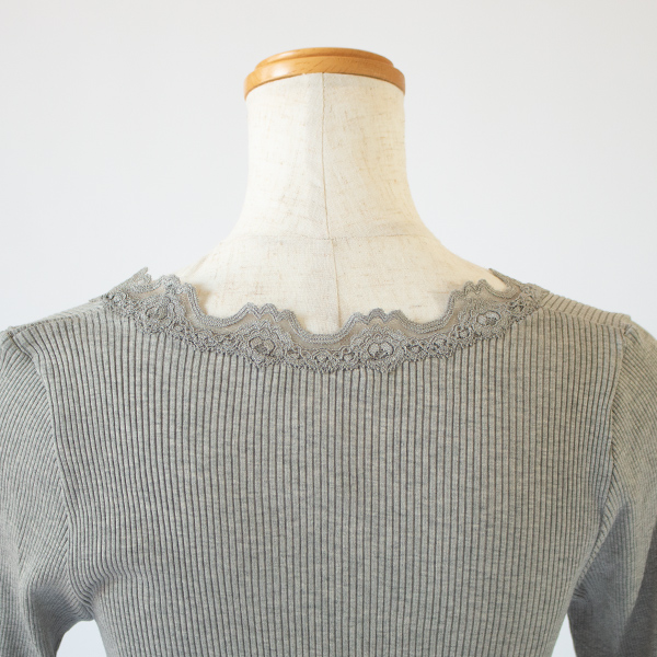 シルクレース ロングスリーブ	LIGHT GREY MELANGE