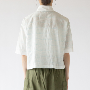 リネン スタンドカラーシャツ SETTO LINEN OKKAKE SHIRT SETTO（セット）の「LINEN OKKAKE SHIRT SS：スタンドカラー半袖リネン