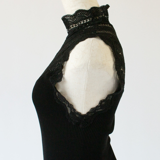シルクレース ハイネックノースリーブ BLACK シルクレース ハイネックノースリーブ BLACK