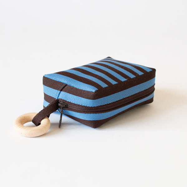 ストライプニットポーチ SMALL(BLUE)