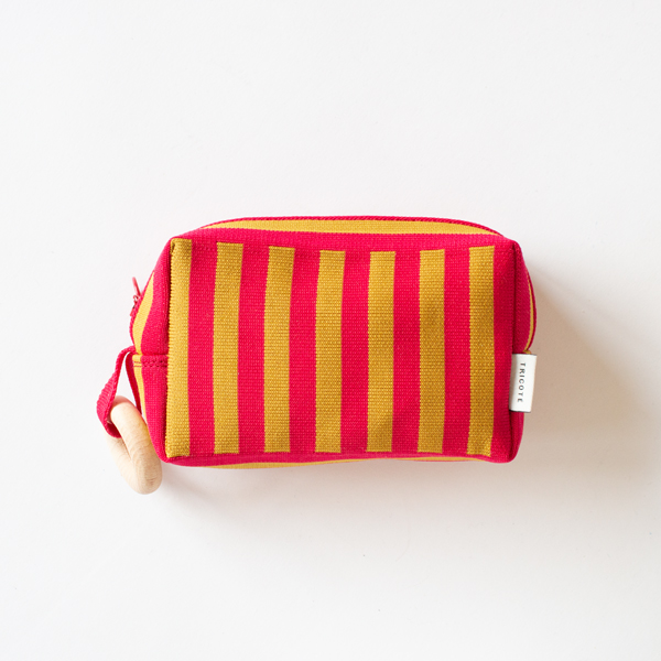 ストライプニットポーチ SMALL(PINK)