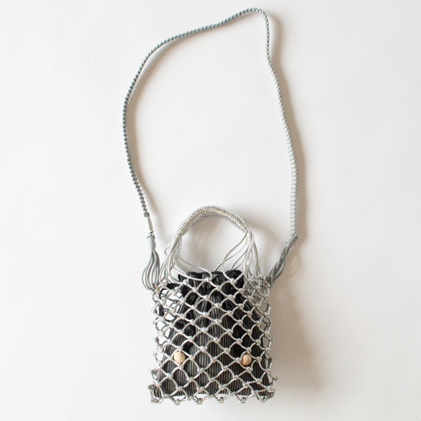 ショルダーバッグ MACRAME SILVER with pouch(CHARCOAL)