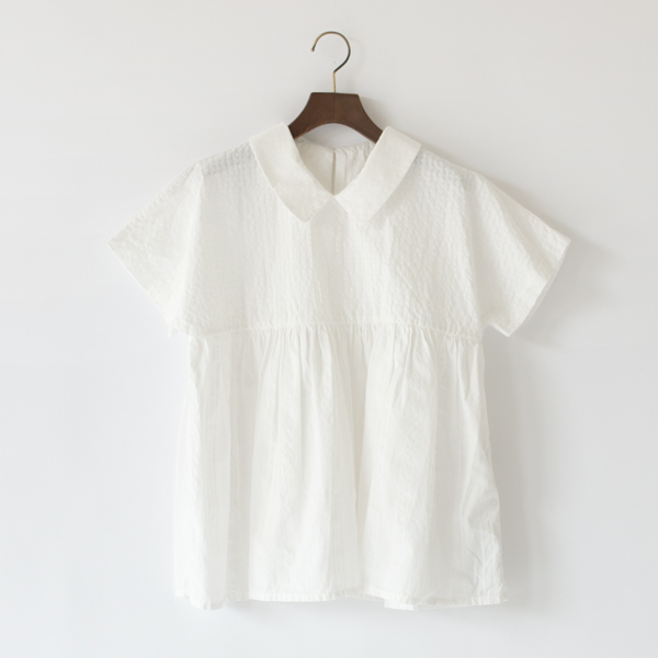 ラウンドカラー 半袖ブラウス(WHITE) ラウンドカラー 半袖ブラウス(WHITE)