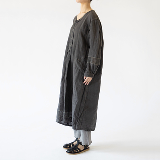 Vles BIomme ヴラスヴラム　ブラムブラム　リネンチュニック・ワンピース Vlas blomme (ヴラスブラム) ヴィンテージステッチストライプ 切り替え